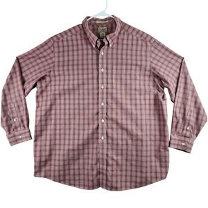 L.L.Bean Wrinkle Resistant Button Down Shirt Mens XXL Burgundy Micro Check Plaid